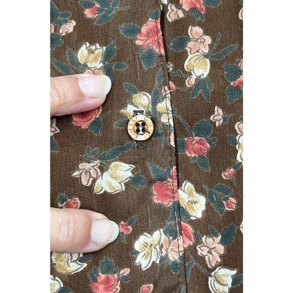 Vintage Guess Blouse Top Women M Brown Floral Y2K Boho Hippie 80s Festival - Picture 14 of 14